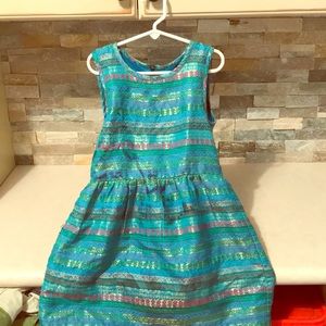 Teal metallic Peek dress size 6/7 youth